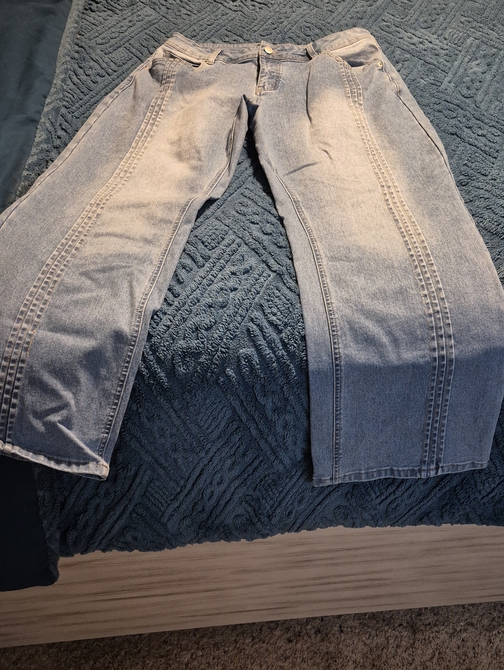 Flamingals Wash Pleated High Rise Straight Leg Jeans Sz XL
